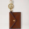 Love Letter Card Slip Keyring Oak & Pigment Blue Smooth Glossy Leather Love Letter Card Slip Keyring Oak & Pigment Blue Smooth Glossy Leather