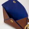 Love Letter Card Slip Keyring Oak & Pigment Blue Smooth Glossy Leather Love Letter Card Slip Keyring Oak & Pigment Blue Smooth Glossy Leather