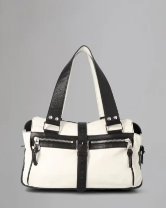 Mabel Pre-Loved White & Black Light Grainy Pre-Loved Bags