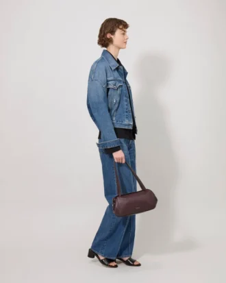 Meadow Small Shoulder Bag Black Cherry Natural Grain