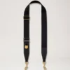 Medallion Webbing Strap Black Flat Leather & Webbing