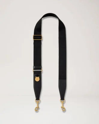 Medallion Webbing Strap Black Flat Leather & Webbing