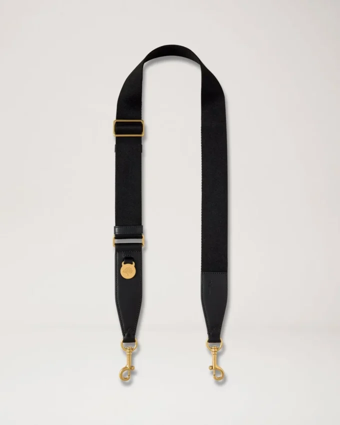 Medallion Webbing Strap Black Flat Leather & Webbing