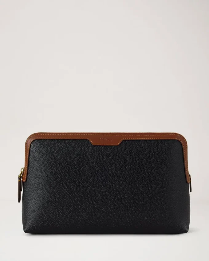 Medium Cosmetic Pouch Black & Cognac Bio Based Scotchgrain