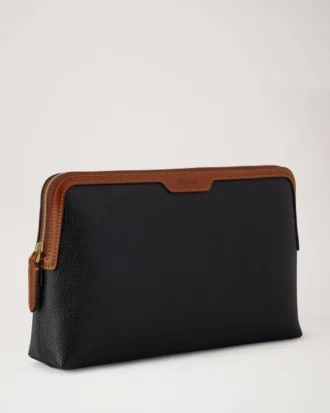 Medium Cosmetic Pouch Black & Cognac Bio Based Scotchgrain
