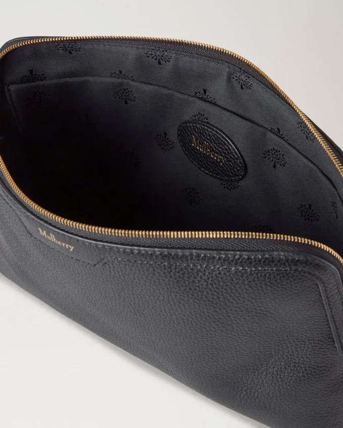 Medium Cosmetic Pouch Black Small Classic Grain