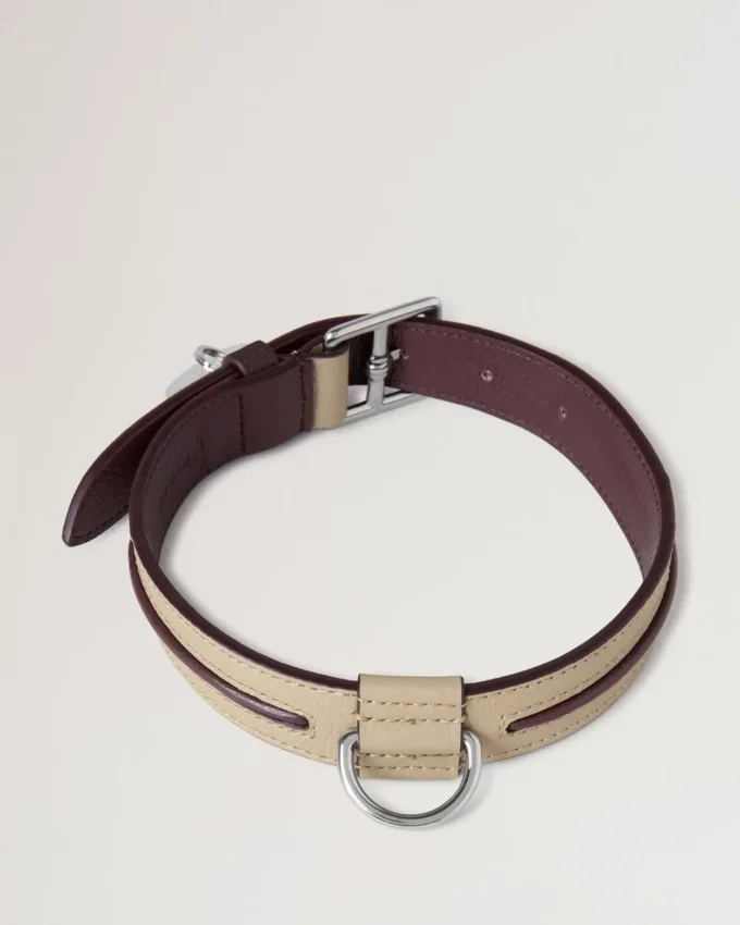 Medium Leather Dog Collar Dune & Oxblood Small Classic Grain Medium Leather Dog Collar Dune & Oxblood Small Classic Grain