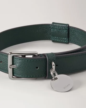 Medium Leather Dog Collar Mulberry Green Small Classic Grain