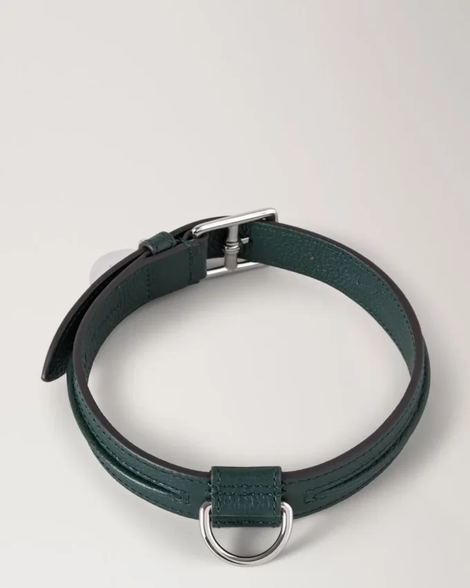 Medium Leather Dog Collar Mulberry Green Small Classic Grain