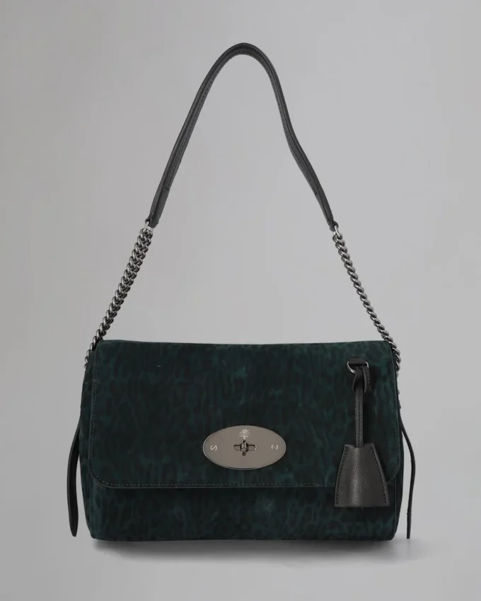 Medium Lily Top Handle Pre-Loved Mulberry Green & Black Leopard Suede Medium Lily Top Handle Pre-Loved Mulberry Green & Black Leopard Suede