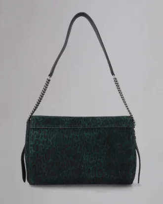 Medium Lily Top Handle Pre-Loved Mulberry Green & Black Leopard Suede