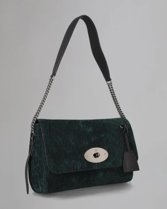 Medium Lily Top Handle Pre-Loved Mulberry Green & Black Leopard Suede Medium Lily Top Handle Pre-Loved Mulberry Green & Black Leopard Suede