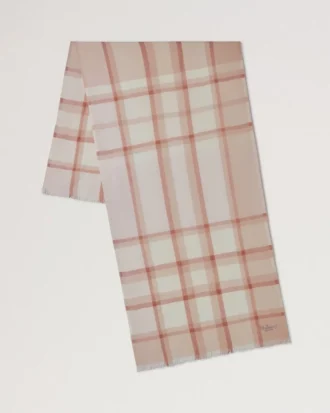 Mega Check Scarf Cashmere Taupe & Eggshell Cashmere Blend