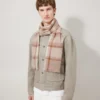 Mega Check Scarf Cashmere Taupe & Eggshell Cashmere Blend Mega Check Scarf Cashmere Taupe & Eggshell Cashmere Blend
