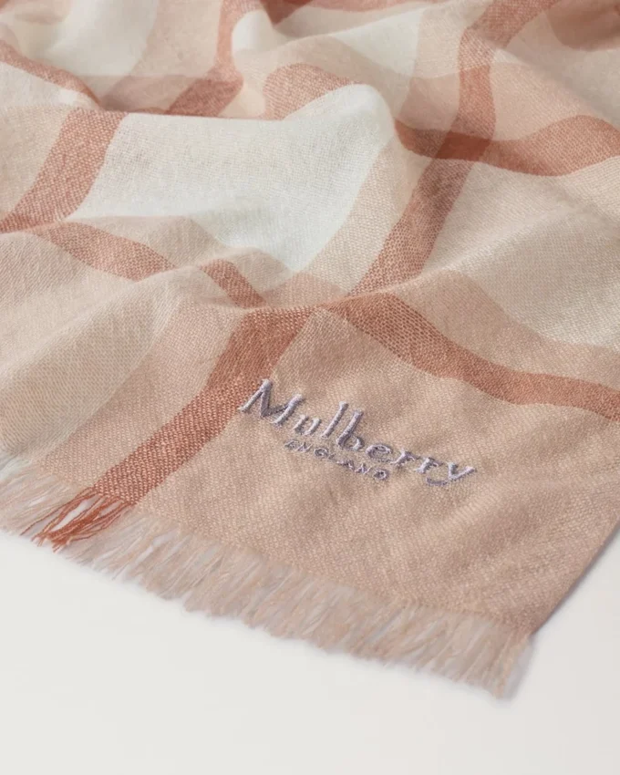 Mega Check Scarf Cashmere Taupe & Eggshell Cashmere Blend Mega Check Scarf Cashmere Taupe & Eggshell Cashmere Blend