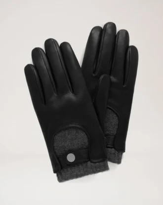 Men’s Biker Gloves Black Smooth Nappa Scarves & Hats