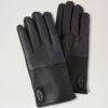 Mens Touchscreen Leather Gloves Black & Midnight Leather