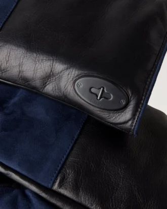 Mens Touchscreen Leather Gloves Black & Midnight Leather