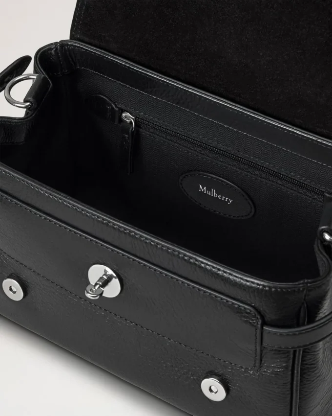 Mini Alexa Black High Shine Leather Top Handle Bags Mini Alexa Black High Shine Leather Top Handle Bags