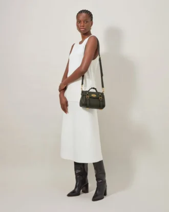 Mini Alexa Juniper Green Heavy Grain Top Handle Bags