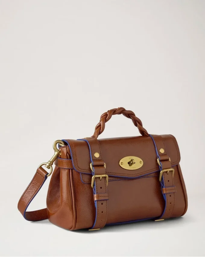 Mini Alexa Oak & Pigment Blue Smooth Glossy Leather Mini Alexa Oak & Pigment Blue Smooth Glossy Leather