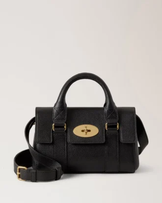 Mini Bayswater Black Small Classic Grain Top Handle Bags