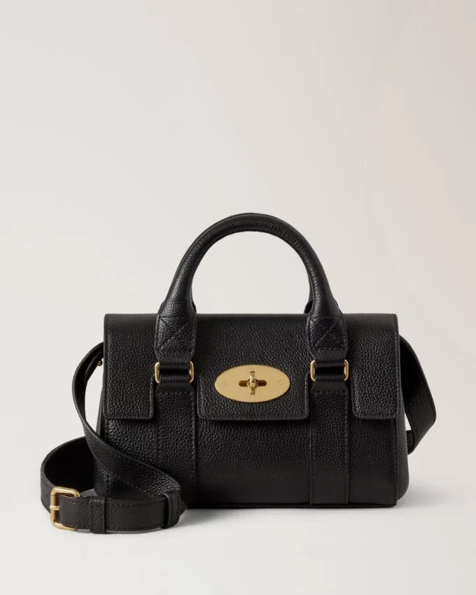 Mini Bayswater Black Small Classic Grain Top Handle Bags Mini Bayswater Black Small Classic Grain Top Handle Bags