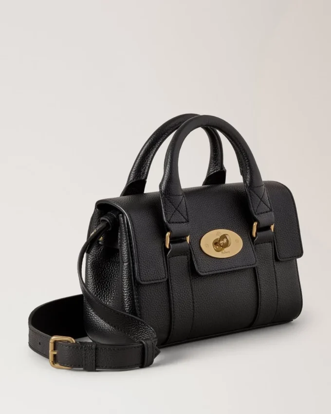 Mini Bayswater Black Small Classic Grain Top Handle Bags Mini Bayswater Black Small Classic Grain Top Handle Bags