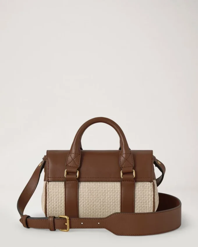Mini Bayswater Ecru & Bright Oak Raffia & Leather Trim Mini Bayswater Ecru & Bright Oak Raffia & Leather Trim