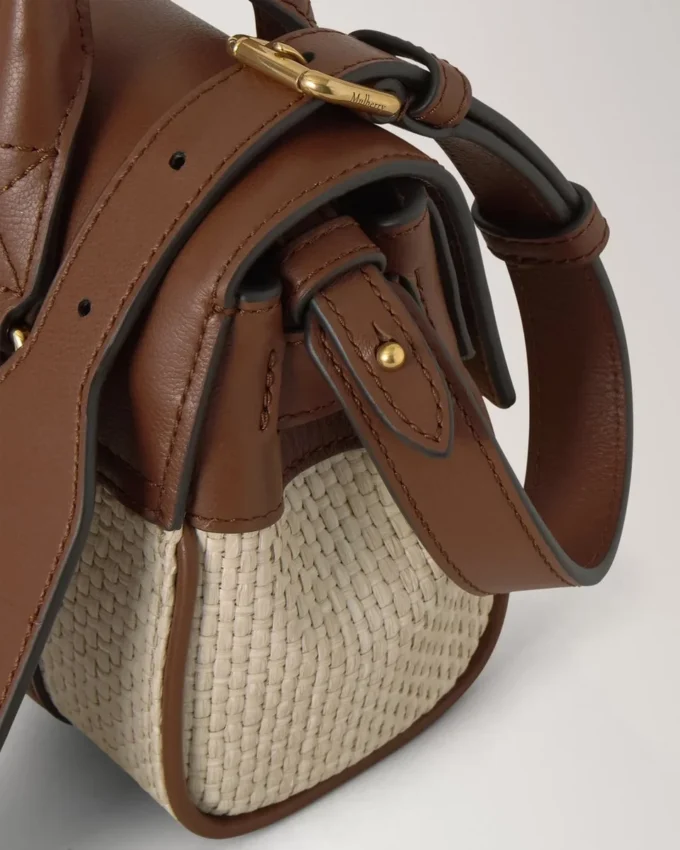 Mini Bayswater Ecru & Bright Oak Raffia & Leather Trim Mini Bayswater Ecru & Bright Oak Raffia & Leather Trim