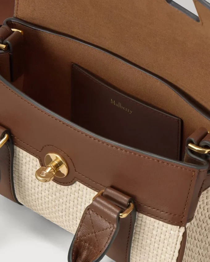Mini Bayswater Ecru & Bright Oak Raffia & Leather Trim Mini Bayswater Ecru & Bright Oak Raffia & Leather Trim