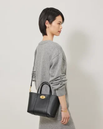 Mini Bayswater Tote Black Small Classic Grain Women