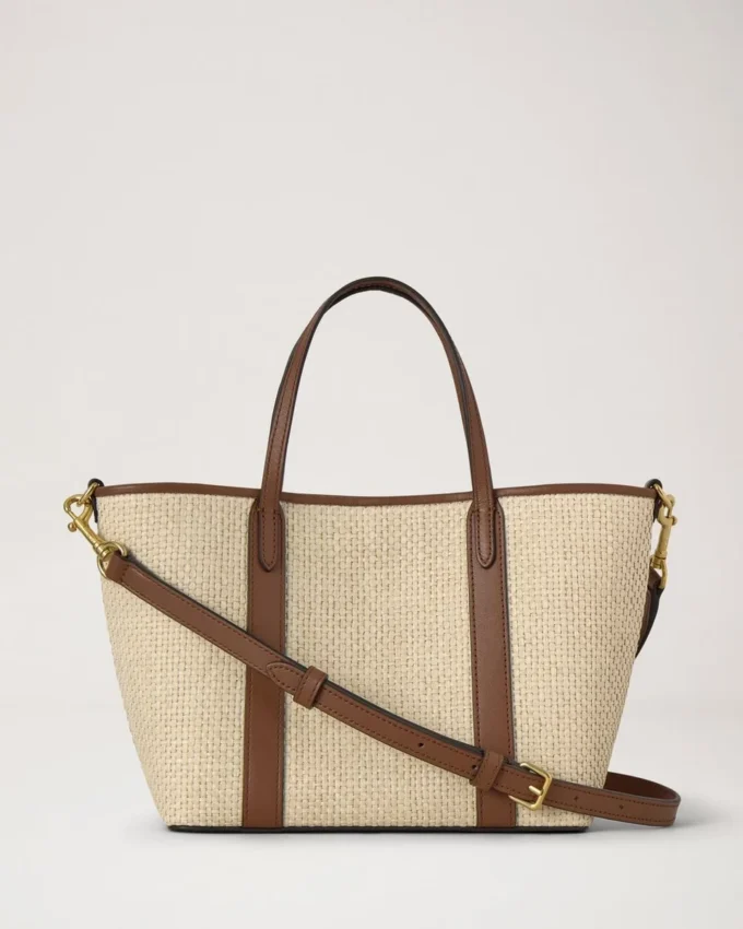 Mini Bayswater Tote Ecru & Bright Oak Raffia & Leather Trim Mini Bayswater Tote Ecru & Bright Oak Raffia & Leather Trim