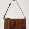 Mini Roxanne Shoulder Bag Oak & Pigment Blue Smooth Glossy Leather