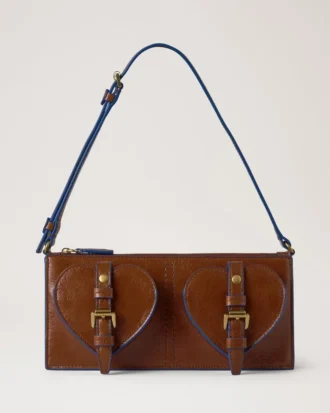 Mini Roxanne Shoulder Bag Oak & Pigment Blue Smooth Glossy Leather