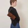 Mini Roxanne Shoulder Bag Oak & Pigment Blue Smooth Glossy Leather