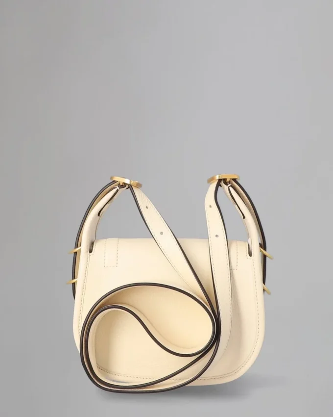 Mini Sadie Satchel Pre-Loved Eggshell High Shine Leather