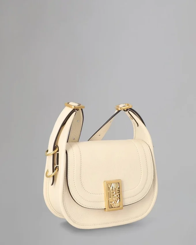 Mini Sadie Satchel Pre-Loved Eggshell High Shine Leather