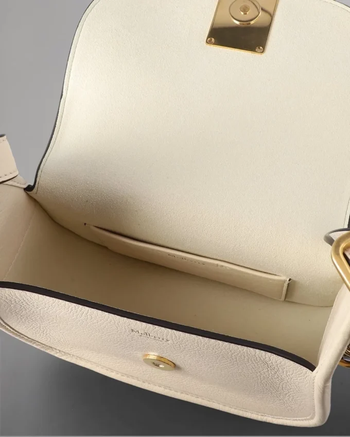 Mini Sadie Satchel Pre-Loved Eggshell High Shine Leather