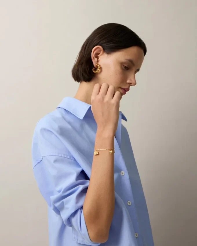 Mulberry Charm Bracelet Gold Plated Brass Women Mulberry Charm Bracelet Gold Plated Brass Women