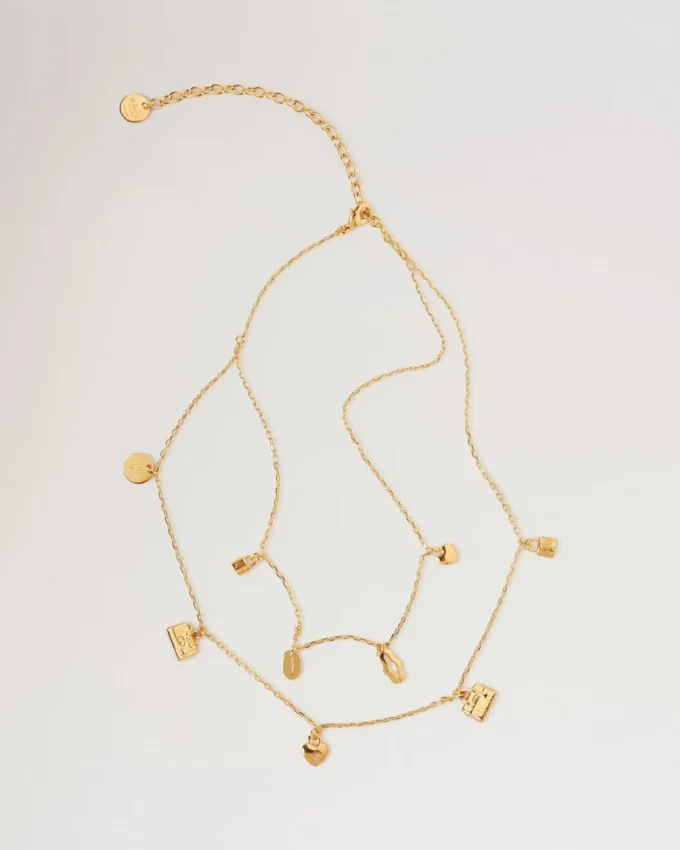 Mulberry Charm Necklace Gold Plated Brass Women Mulberry Charm Necklace Gold Plated Brass Women