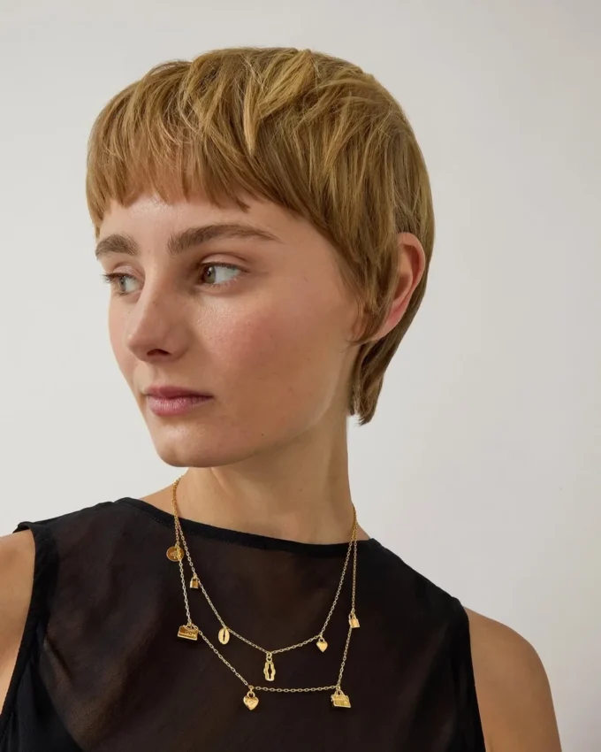 Mulberry Charm Necklace Gold Plated Brass Women Mulberry Charm Necklace Gold Plated Brass Women
