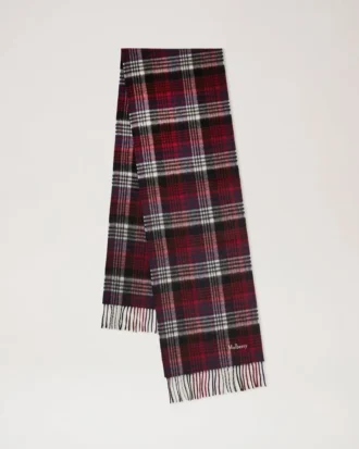 Mulberry Heritage Check Scarf Navy & Lancaster Red Merino Wool