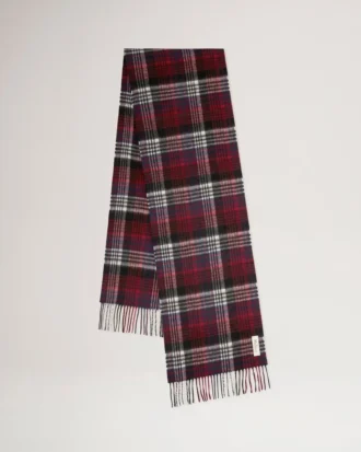 Mulberry Heritage Check Scarf Navy & Lancaster Red Merino Wool