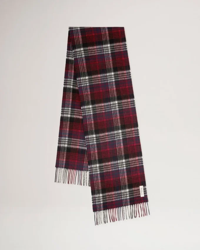 Mulberry Heritage Check Scarf Navy & Lancaster Red Merino Wool Mulberry Heritage Check Scarf Navy & Lancaster Red Merino Wool