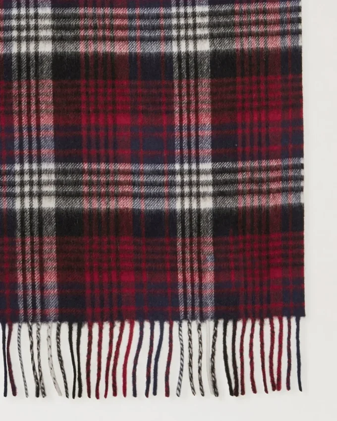 Mulberry Heritage Check Scarf Navy & Lancaster Red Merino Wool Mulberry Heritage Check Scarf Navy & Lancaster Red Merino Wool
