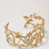 Mulberry Leaf Cuff Bracelet Gold Mixed Material