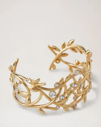 Mulberry Leaf Cuff Bracelet Gold Mixed Material