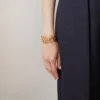 Mulberry Leaf Cuff Bracelet Gold Mixed Material