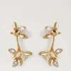 Mulberry Leaf Earrings Gold Mixed Material Women Mulberry Leaf Earrings Gold Mixed Material Women